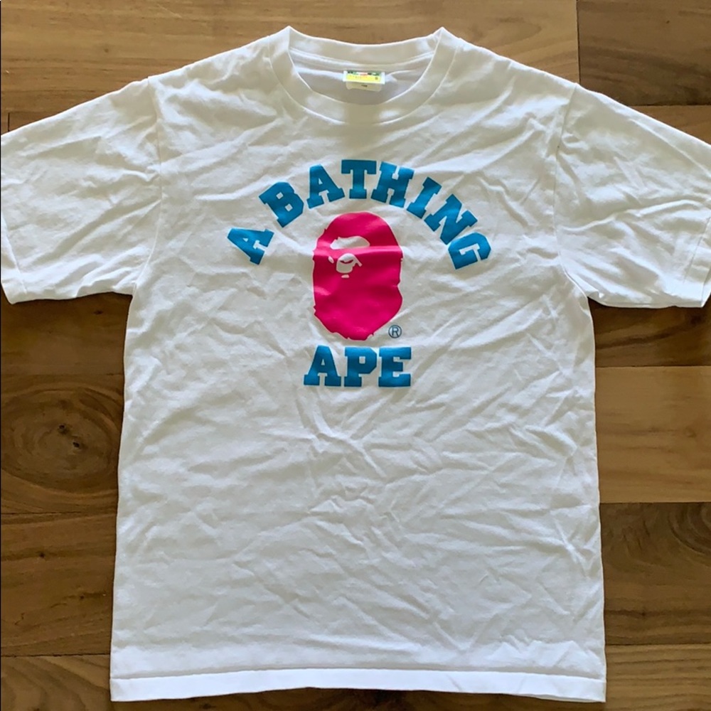 BAPE Neon College Tee White/Pink